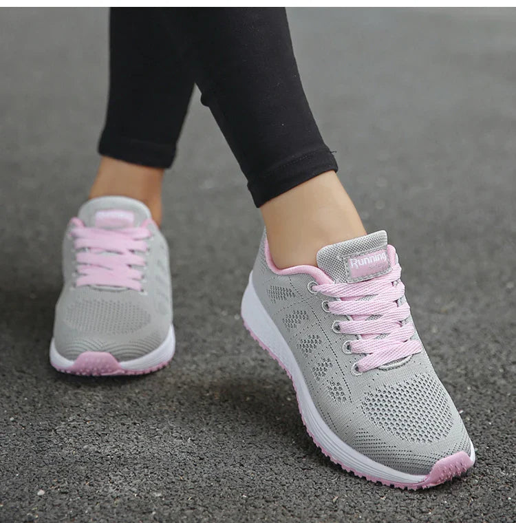 Women's Lightweight Lace-Up Flats – Fashionable Round Toe Nurse Sneakers, Comfortable Walking Shoes, Plus Size Available