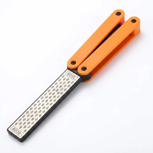 Portable Folding Knife Sharpener - Double Sided Diamond Sharpening Stone for Outdoor Pocket Knives