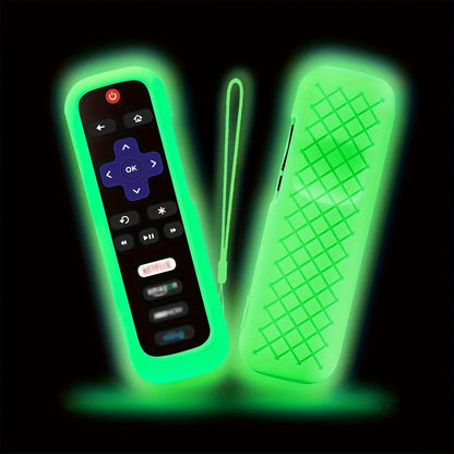 Luminous Silicone Remote Cover - Glow Protective Case with Rope for TCL Hisense Roku TV Remote Control