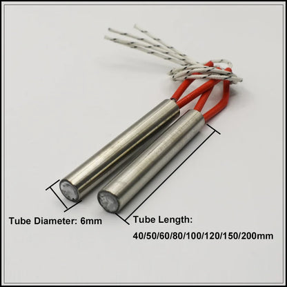 5pcs 220V Stainless Steel Cartridge Heaters - 6mm Tube Heating Elements 80W-300W Custom Sizes