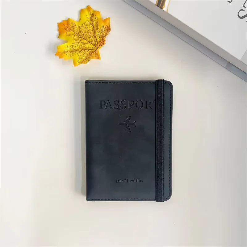 RFID Leather Passport Holder - Vintage Travel Wallet Case for Men & Women with ID and Card Storage