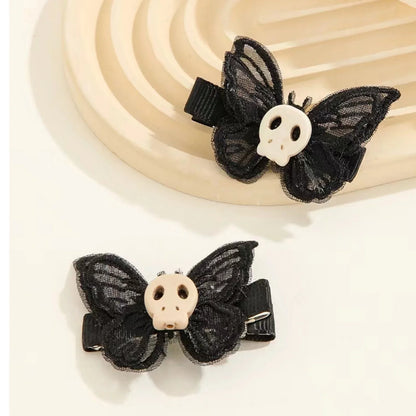 Black Lace Skull Hair Clips - Gothic Style Edgy Hair Accessories for Women