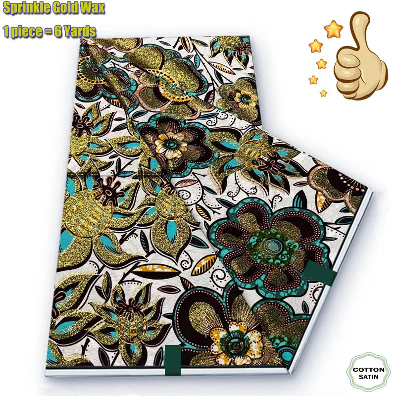 2026 African Grand Golden Wax Fabric - Soft Pink Flash Gold Ankara Batik Pagne