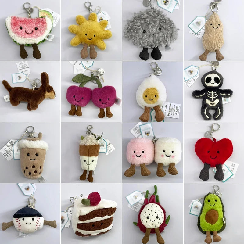 Cute Golf Ball Plush Keychain - Grape Jellyfish Hippo Elephant Bag Charm Mini Plush Toy Collection