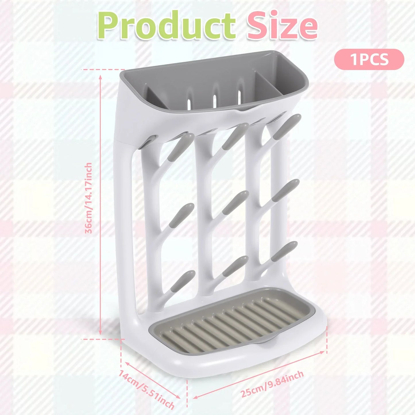 Baby Bottle Drying Rack - Space-Saving Countertop Holder with Detachable Tray Organizer