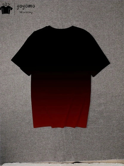 Summer Gradient Print T-Shirt for Men – Fashionable 3D Graphic Round Neck Street & Rock Tops