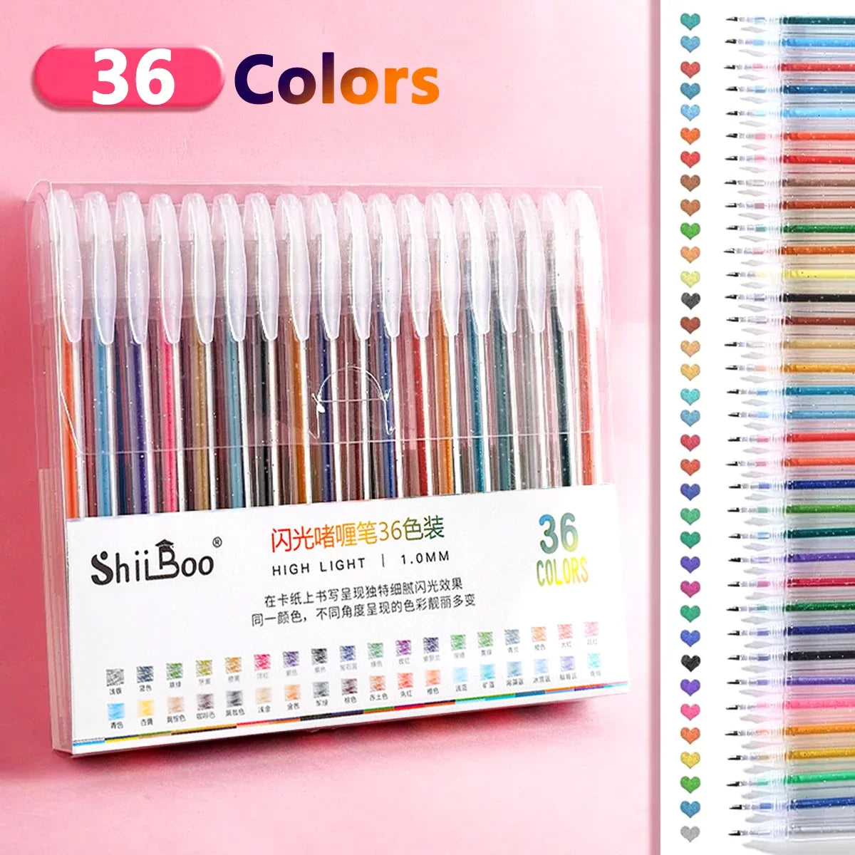 60 Color Glitter Gel Pens - 1.0mm Metal Tip Ballpoint Pens for Drawing, Coloring, DIY Crafts and Journaling