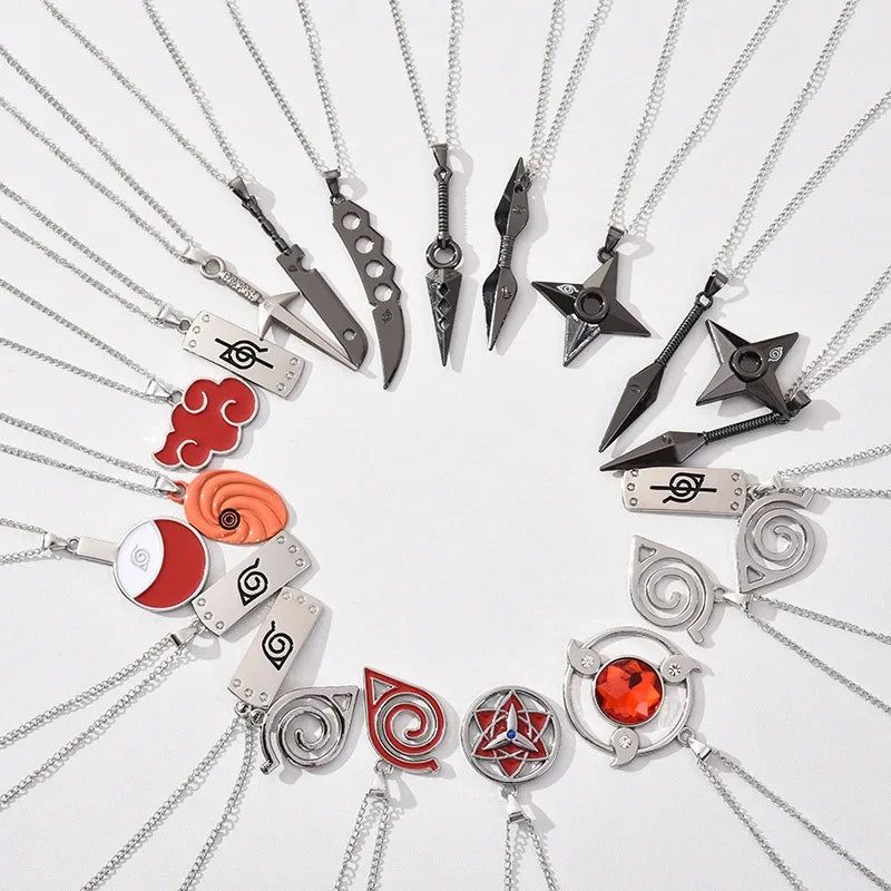 Anime Naruto Necklace Metal Alloy Pendant – Kakashi Kunai & Uzumaki Shuriken Cosplay Accessories & Collectible Toy