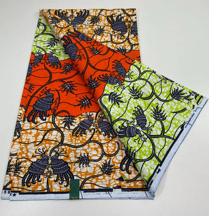 African Real Print Ankara Wax Fabric - Soft 100% Cotton Pagne 6 Yards
