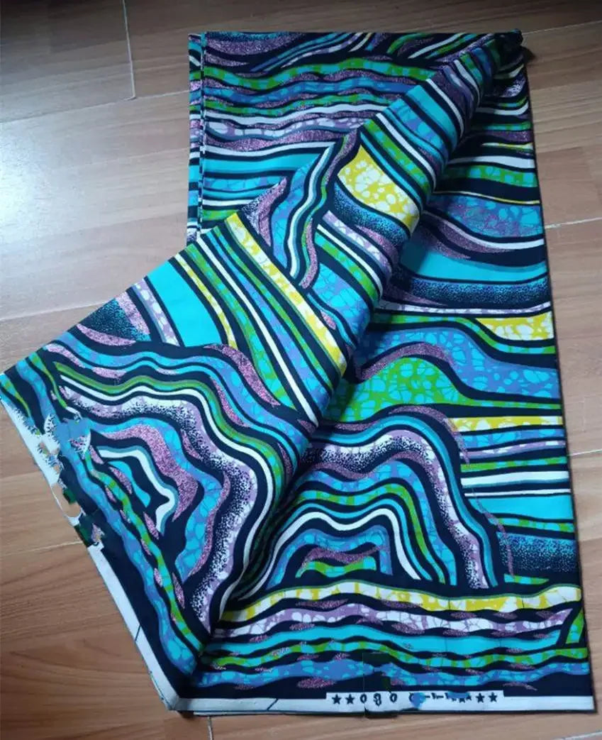 African Golden Glitter Wax Fabric - 6 Yards Ankara Batik Pagne Material for Sewing & Fashion Designs