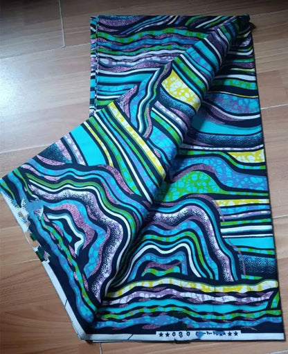 African Golden Glitter Wax Fabric - 6 Yards Ankara Batik Pagne Material for Sewing & Fashion Designs