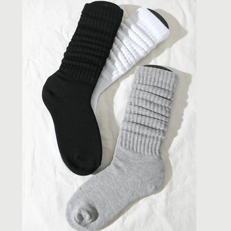 Women’s White Mid-Calf Socks - 3 Pairs Comfortable Breathable Basic Fashion Socks