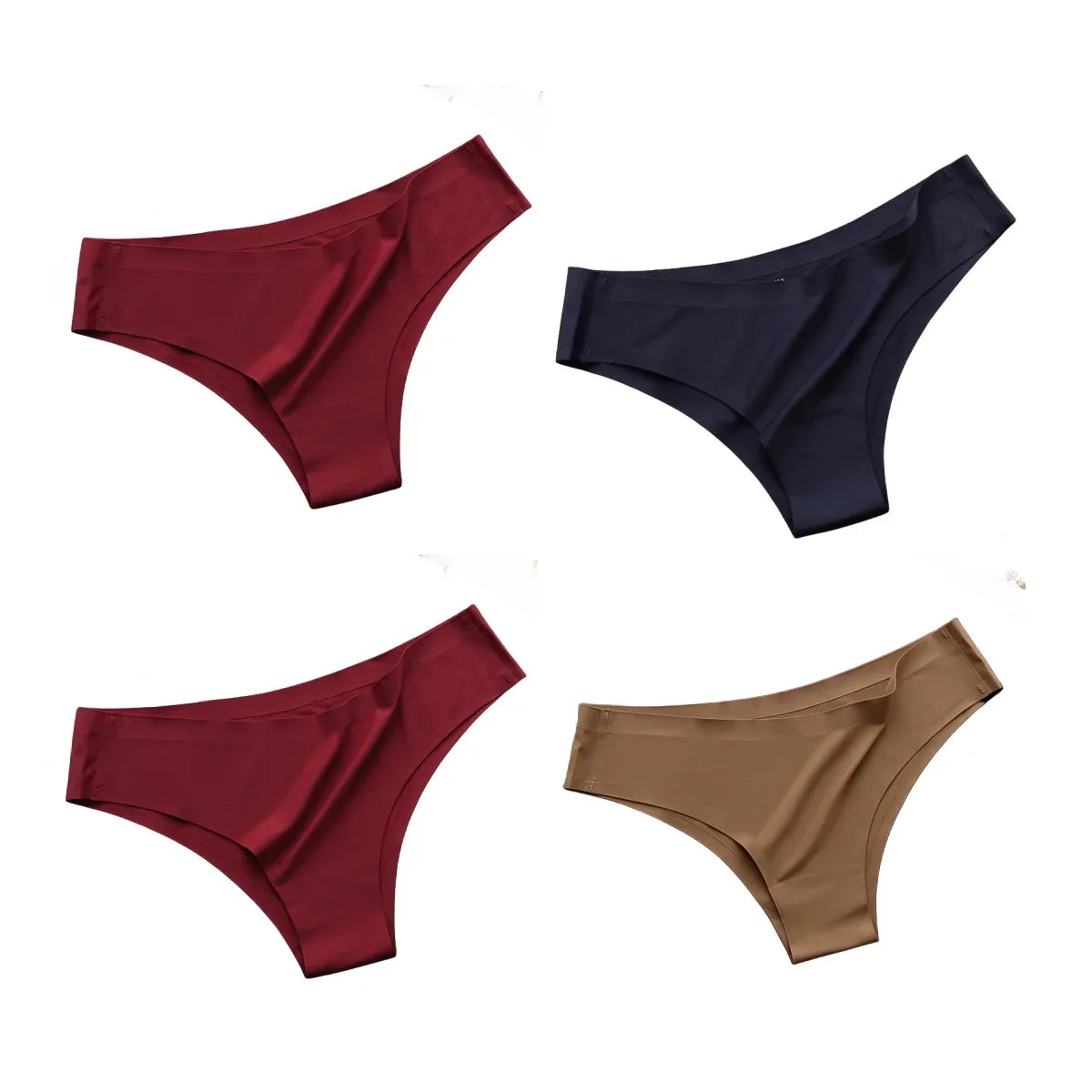4PCS Seamless Ice Silk G-String Panties for Women – Low Waist, Soft Ultra-Thin Sexy Underwear Briefs