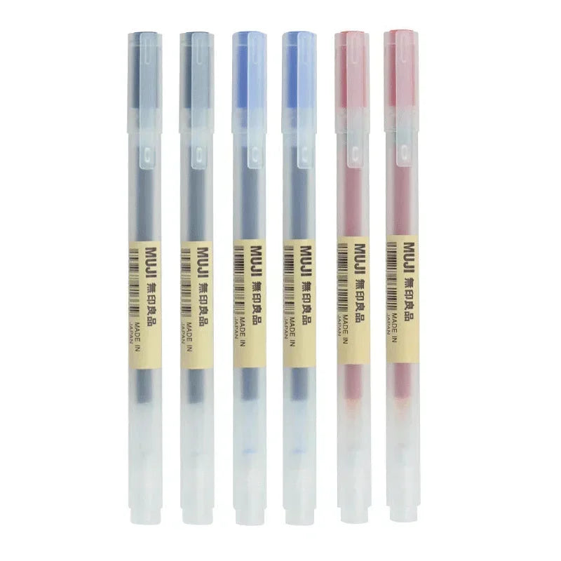 MUJI Gel Pen Set - 6 or 8 Pack 0.38mm/0.5mm Fine Point Black, Blue & Red Japanese Stationery