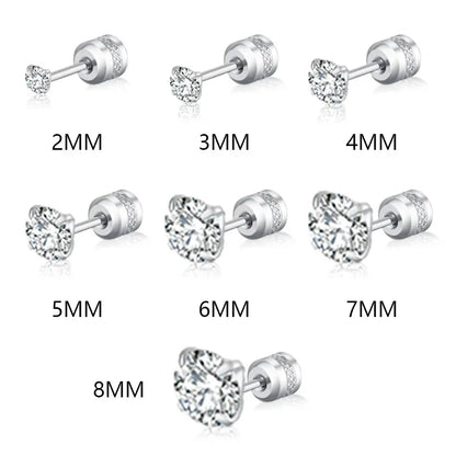 Medical Stainless Steel Crystal Zircon Ear Studs – Hypoallergenic Tragus & Cartilage Screw Piercing Earrings Jewelry
