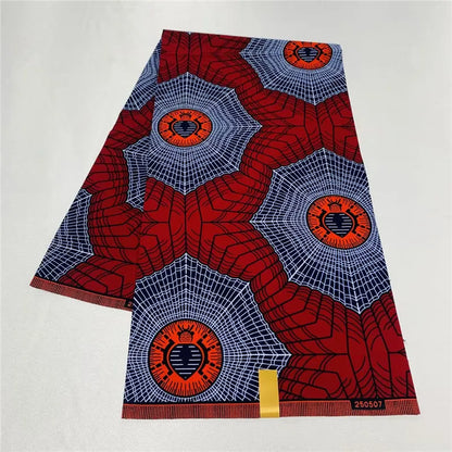 6 Yards African Real Wax Fabric - 100% Cotton Original Ankara Print for Party Dresses K121901