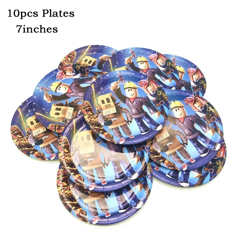 Hot Roblox Theme Party Tablecloth – 108×180cm Disposable Birthday Party Supplies for Boys, Party Decorations & Tableware