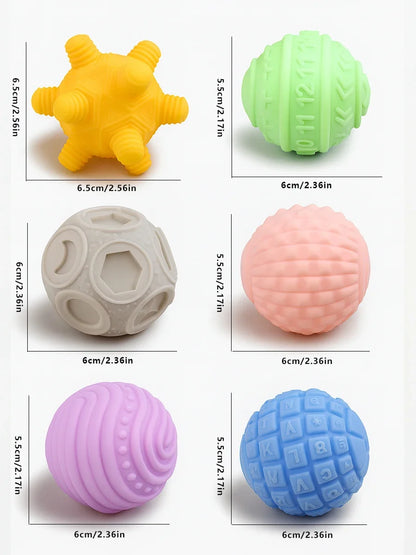 6Pcs Baby Sensory Balls - Montessori Teething & Early Learning Massage Water Toy Set