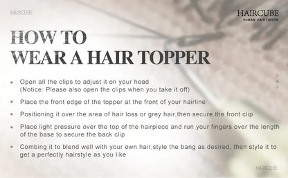 Ombre Blonde Brown 100% Remy Human Hair Topper – Silk Base Clip-In Extension for Women with Hair Loss, 12 Inch