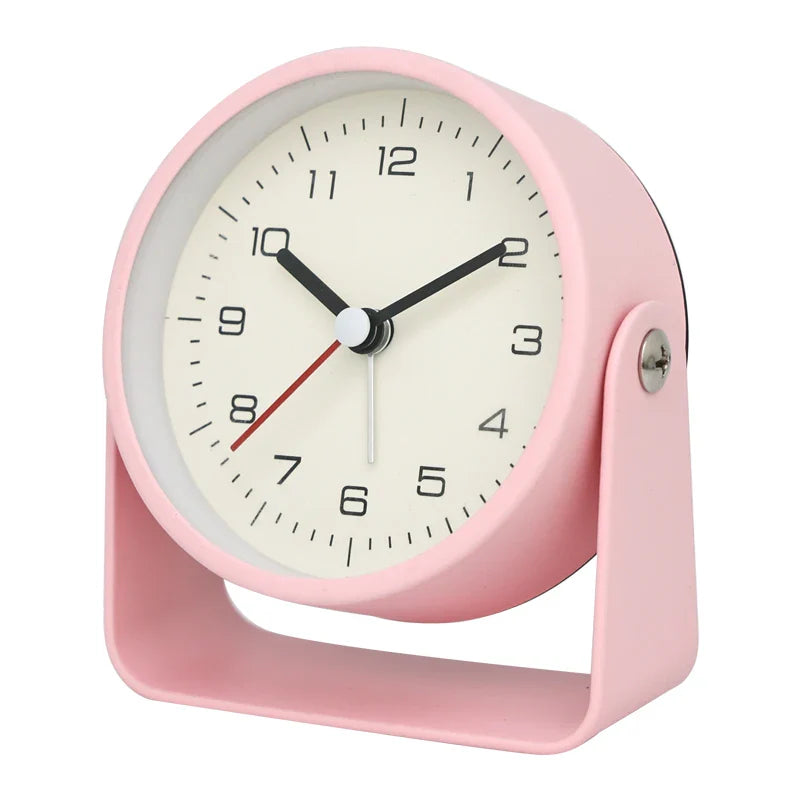 Creative Metal Minimalist Silent Alarm Clock – Small Quartz Desktop Clock for Student Desk, Room & Office Decor