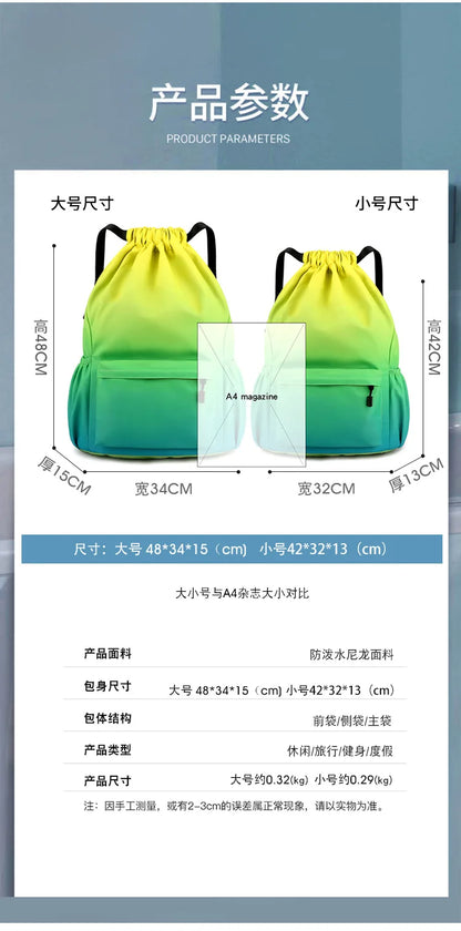 Bundle Pocket Waterproof Nylon Backpack — Portable Sports Bag for Outdoor, Camping, Swimming, Fitness, and School Use