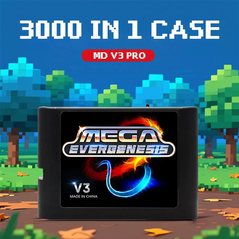 3000 in 1 Mega Genesis V3 Pro Game Card - 4GB TF Memory Card for SEGA Genesis Mega Drive Console