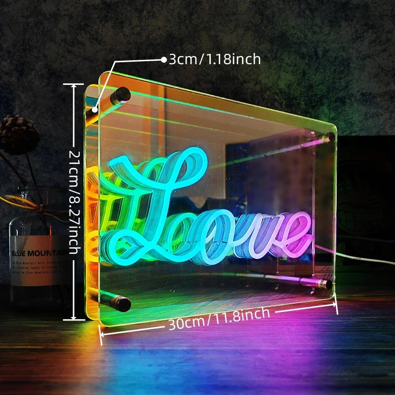 Neon 3D LED Table Lamp – Colorful Thousand Layer Mirror Light for E-Sports, Bedroom, Birthday & Party Decor