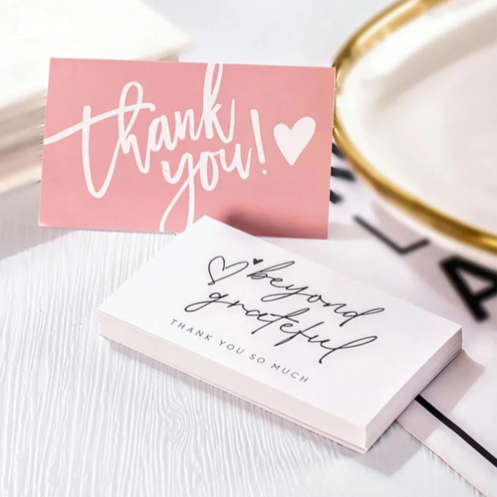 50pcs Thank You Business Cards – Customer Appreciation Gift Labels for Small Business, Cake Packaging & Retail Shop Branding Cards
