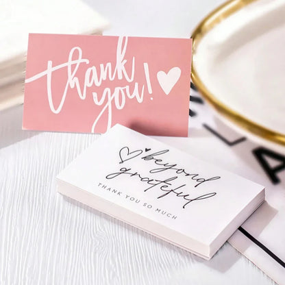 50pcs Thank You Business Cards – Customer Appreciation Gift Labels for Small Business, Cake Packaging & Retail Shop Branding Cards