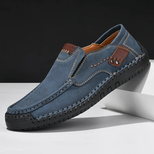 Handmade Leather Men’s Loafers - Casual Slip-On Moccasin Shoes Comfortable Walking Flats for Fall