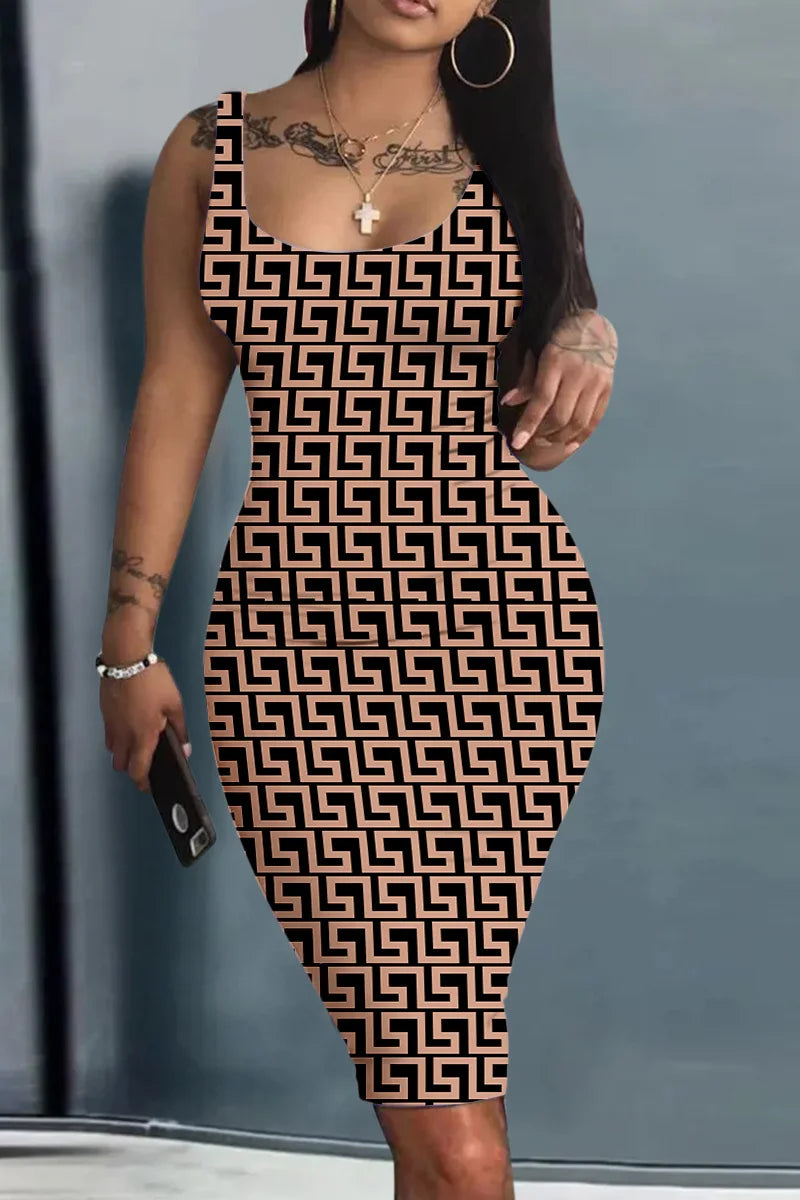 Women’s World Map Mini Dress – Harajuku Sleeveless Sundress with Geometric 3D Print, Sexy Fun Vestido Summer Clothing