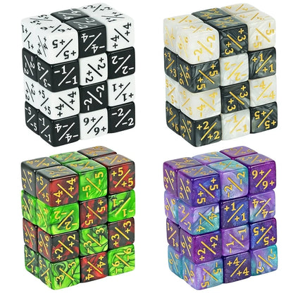 10pcs Six Sided Dice Set - D6 Counters +1/+1 & -1/-1 for Math Learning, Kids Arithmetic Toys and Card Game Accessories