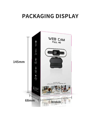 Portable Full HD Webcam | 1080P/2K/4K Auto Focus with Microphone for PC, Laptop & Live Streaming