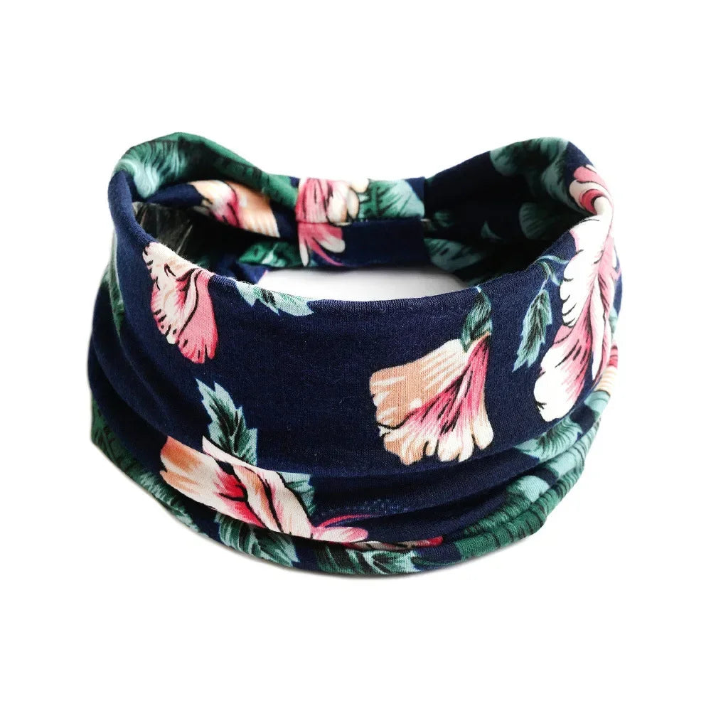 Bohemian Wide Cotton Stretch Headbands for Women – Turban Style Hairbands, Bandana Headwrap Hair Accessories