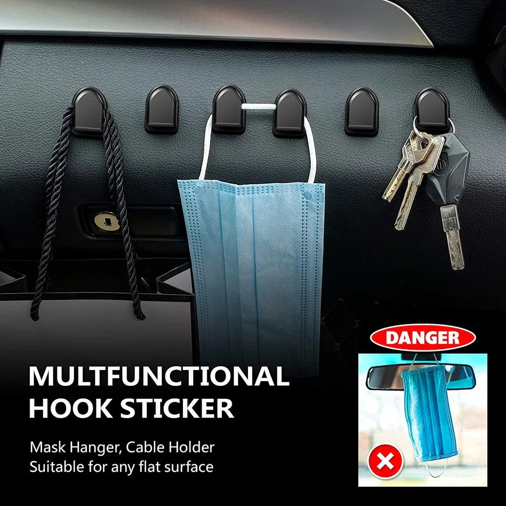 Mini Car Hooks – Self-Adhesive Interior Storage Holder for USB Cable, Headphones, Keys, Dashboard Wall Hanging Hook, Auto Accessories