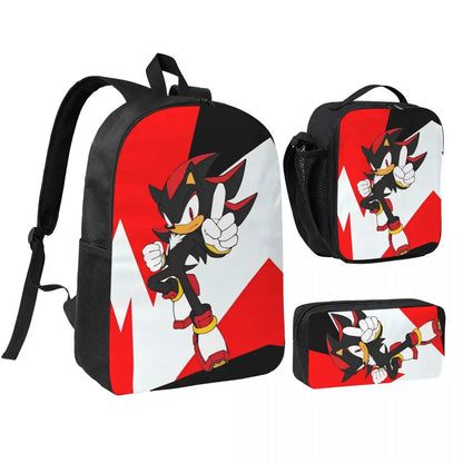 3-Piece Student Backpack Set - Cartoon School Bag with Lunch Bag and Pencil Case