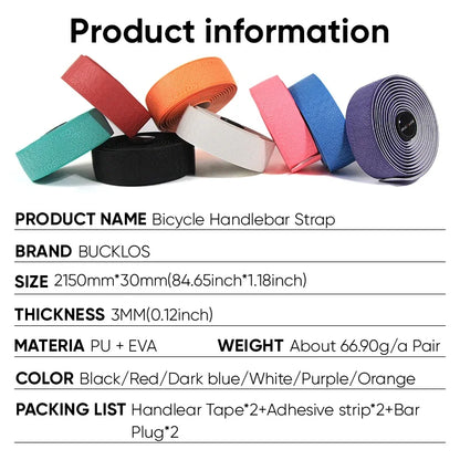 BUCKLOS Bicycle Handlebar Tape – Anti-Slip Waterproof Road Bike Bar Wrap for Cycling Accessories