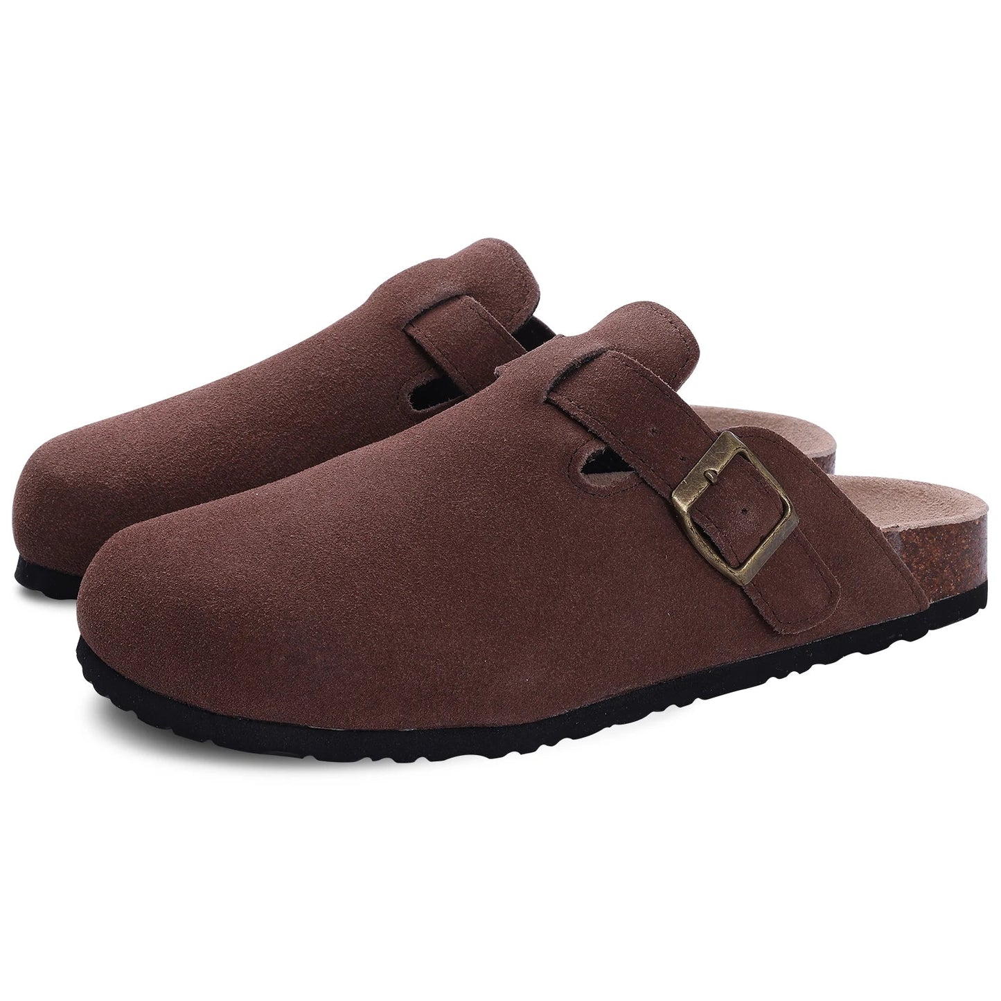 Comwarm Women’s Suede Mules & Men’s Cork Insole Clogs – Arch Support Sandals for Outdoor, Beach, and Home Slides