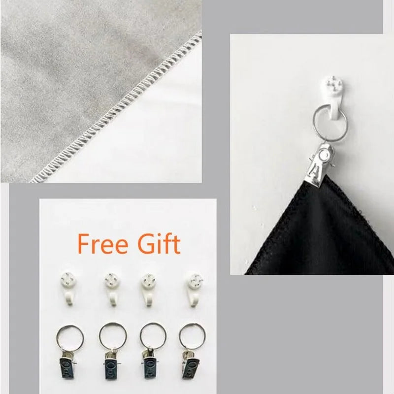 4x2.4M Polyester Photography Backdrop – White & Black Solid Color Studio Background Cloth for TikTok Live
