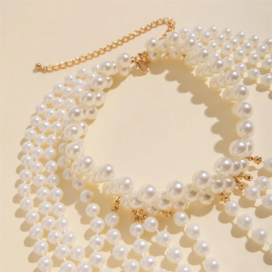 Ingemark 2024 Bridal Tassel Pearl Shoulder Chain Necklace – Elegant Wedding Jewelry for Women