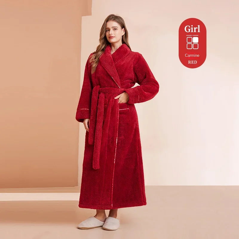 2025 Autumn Winter Cotton Robe – Thick Comfortable Large-Size Bathrobe for Men & Women, Luxury Couple Pajamas