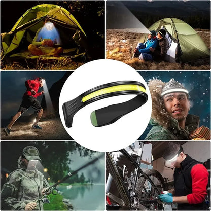 COB Rechargeable Headlight - 3 Lighting Modes Wide Angle Outdoor Running & Work Lamp with Red Tail Light