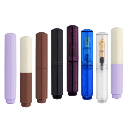 MAJOHN Second Generation Wancai Fountain Pen: Transparent Starry Sky Design with Macaron Maillard Brown Writing Ink - Mini Pocket Pen