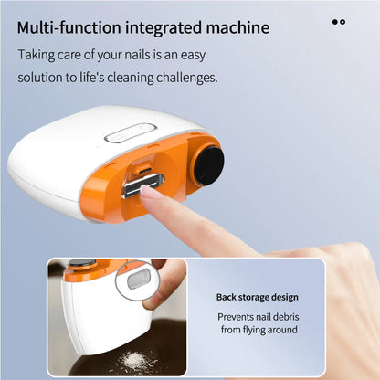2-in-1 Electric Nail Clipper with Light - Type-C Rechargeable Manicure Machine, Portable Automatic Nail Cutter