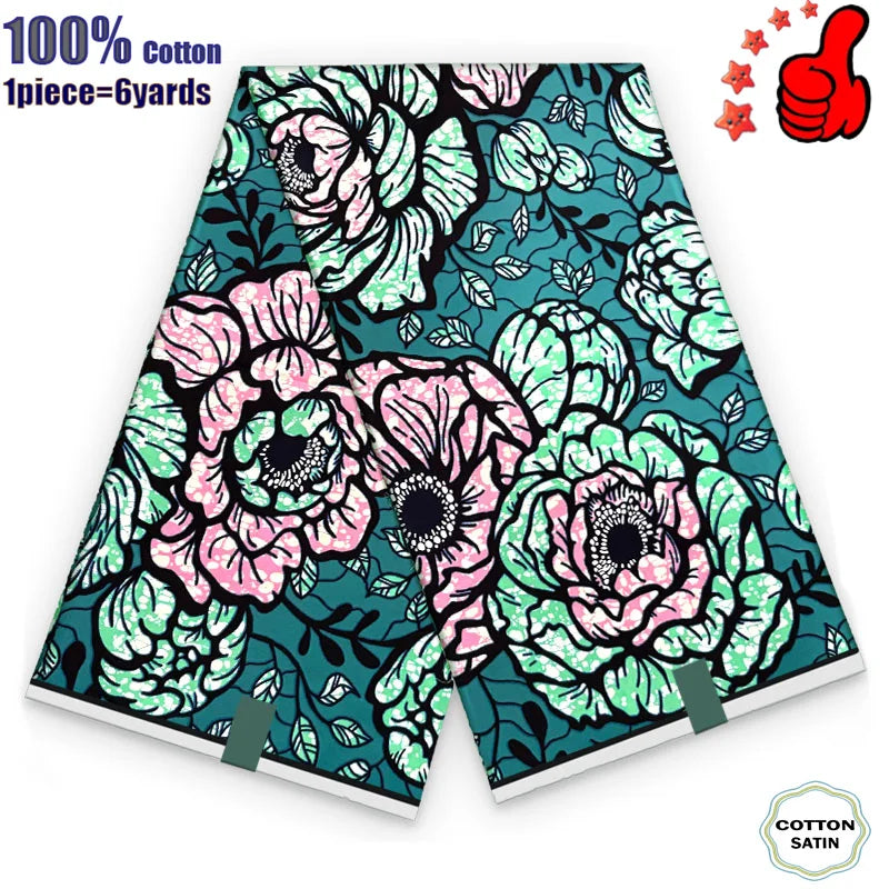 African Real Wax Print Fabric - 100% Cotton Ghana Nigeria Style Ankara Batik Sewing Material