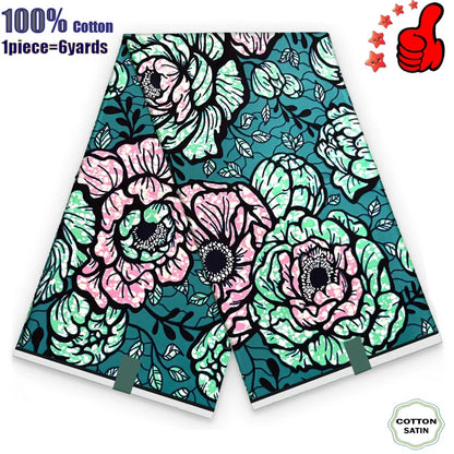 African Real Wax Print Fabric - 100% Cotton Ghana Nigeria Style Ankara Batik Sewing Material