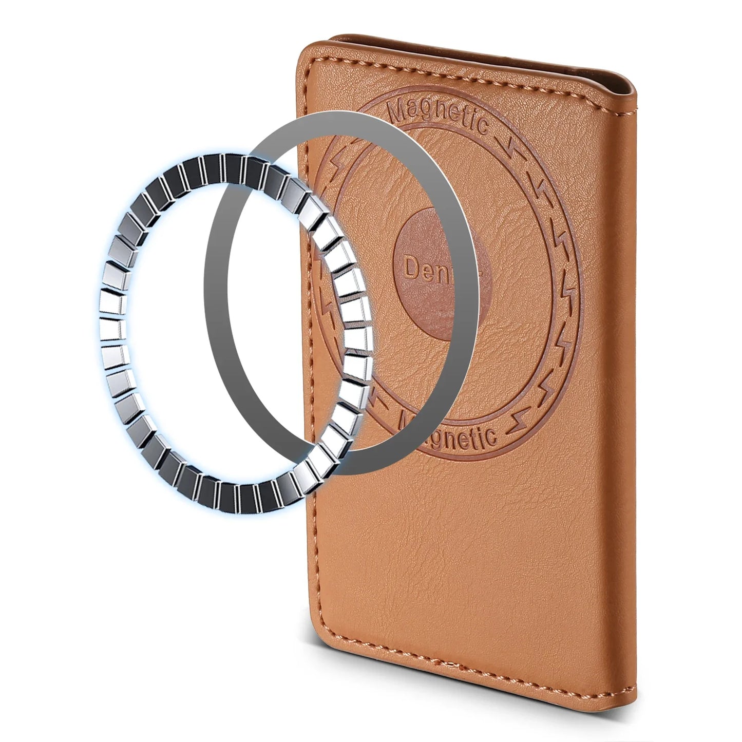Magnetic Cowhide Leather Mobile Phone Card Holder: Compatible with iPhone 12, 13, 11, 14, 15 Pro Max Plus - Magsafe Wallet Case for Bank Cards and IDs