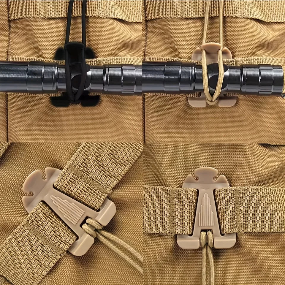 10PCS MOLLE Carabiner Clips - Outdoor Backpack Buckle Hooks EDC Tactical Bag Accessories for Camping Hiking Gear