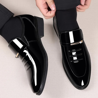 Men’s Patent Leather Pointed Toe Loafers - Luxury Business, Party & Wedding Slip-On Dress Shoes Plus Size