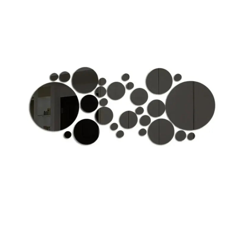 26-Piece 3D Acrylic Mirror Wall Stickers - Round DIY Decorative Tiles for Bedroom, Bathroom & TV Background Decor